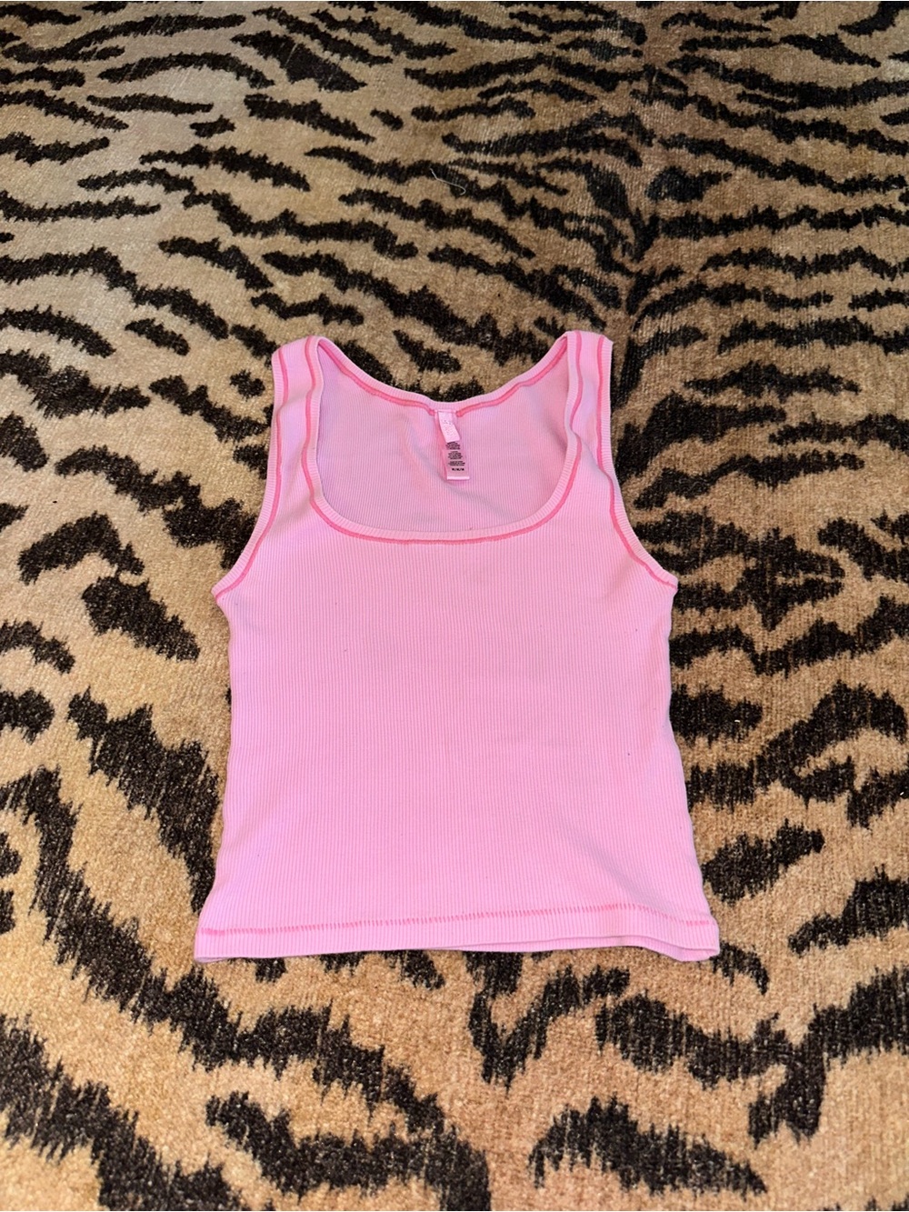 SKIMS Pink Ribbed Tank Top